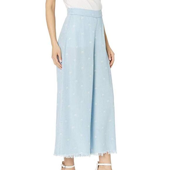 Show Me Your Mumu High Waisted Palm Tree Chambray Culotte Pants Vacation Resort - Picture 5 of 5